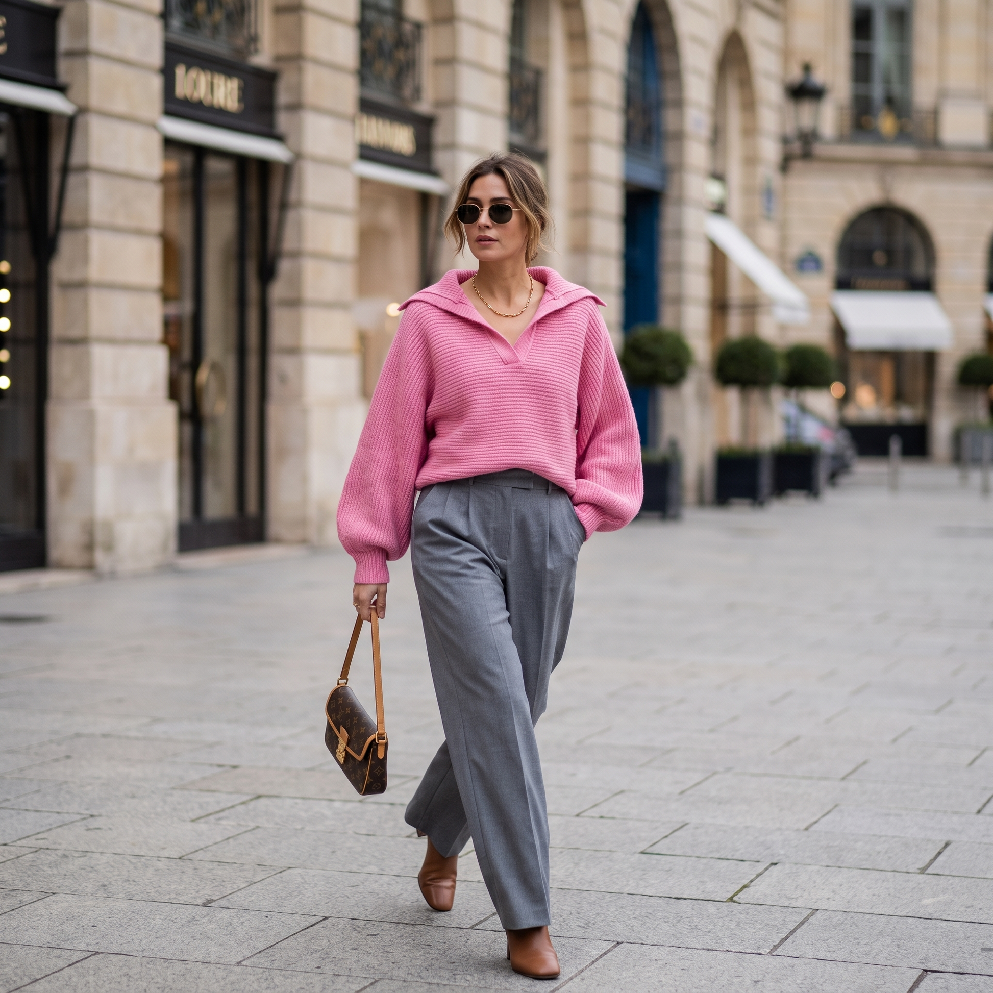 Ribbed Knit Sweater — Foldover Collar & Split Neckline 3