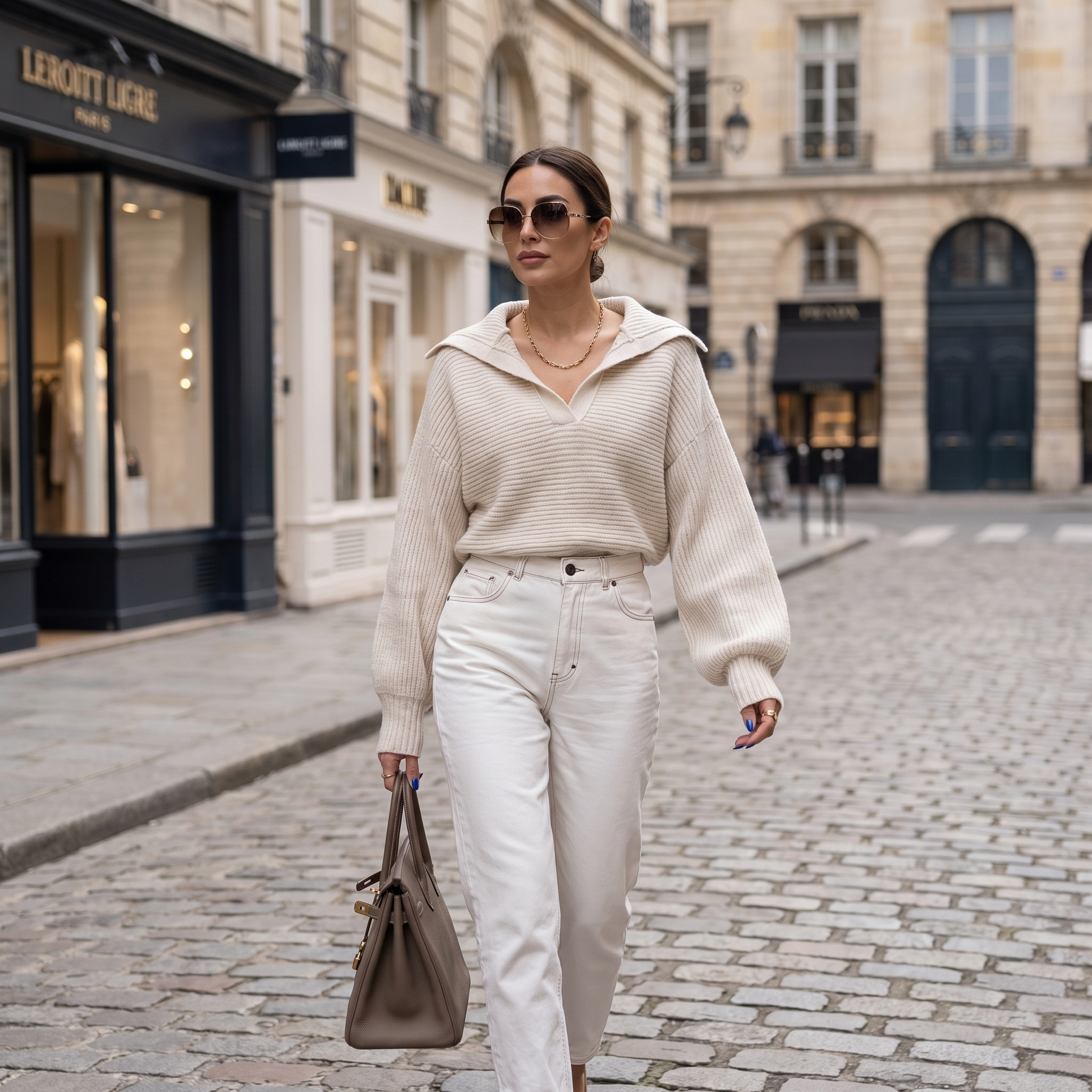 Ribbed Knit Sweater — Foldover Collar & Split Neckline 6