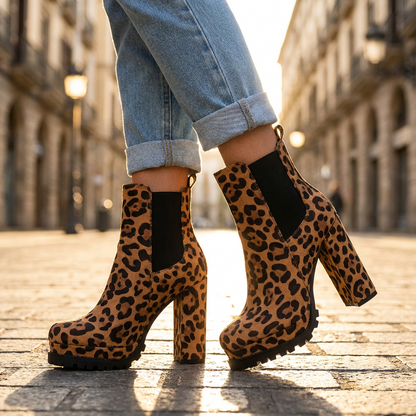 Ivy Block Heel Ankle Boots — Suede Lugged Platform Sole 2