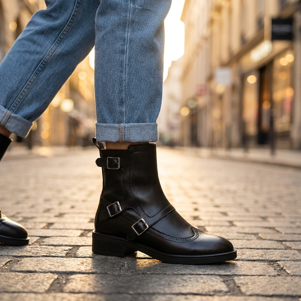 Buckle Strap Chelsea Boot — Brogue Wingtip Leather 2