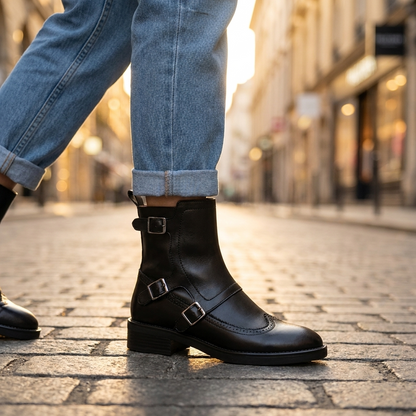 Buckle Strap Chelsea Boot — Brogue Wingtip Leather 2