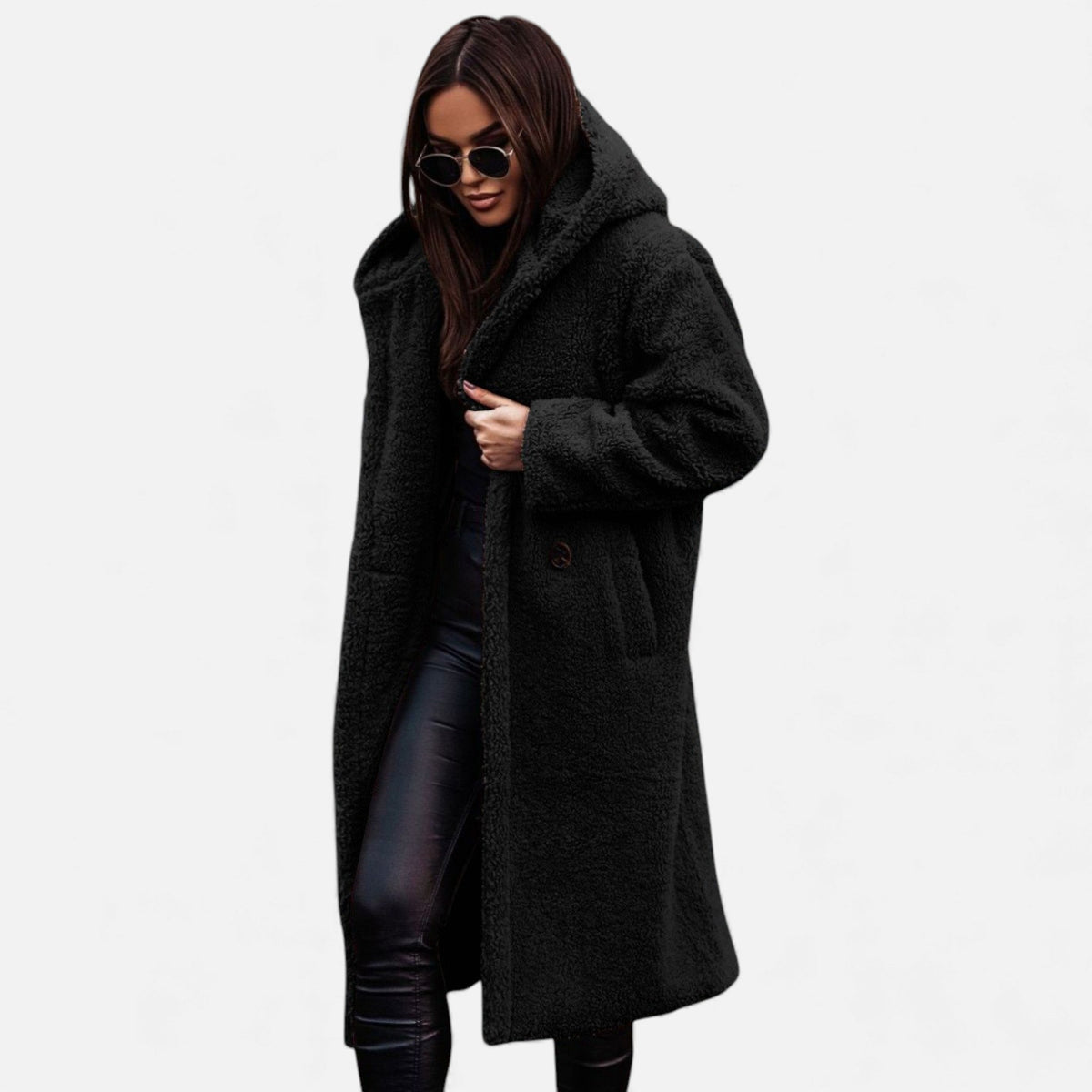 Women's Plush Faux-Fleece Long Coat — Teddy Style 9