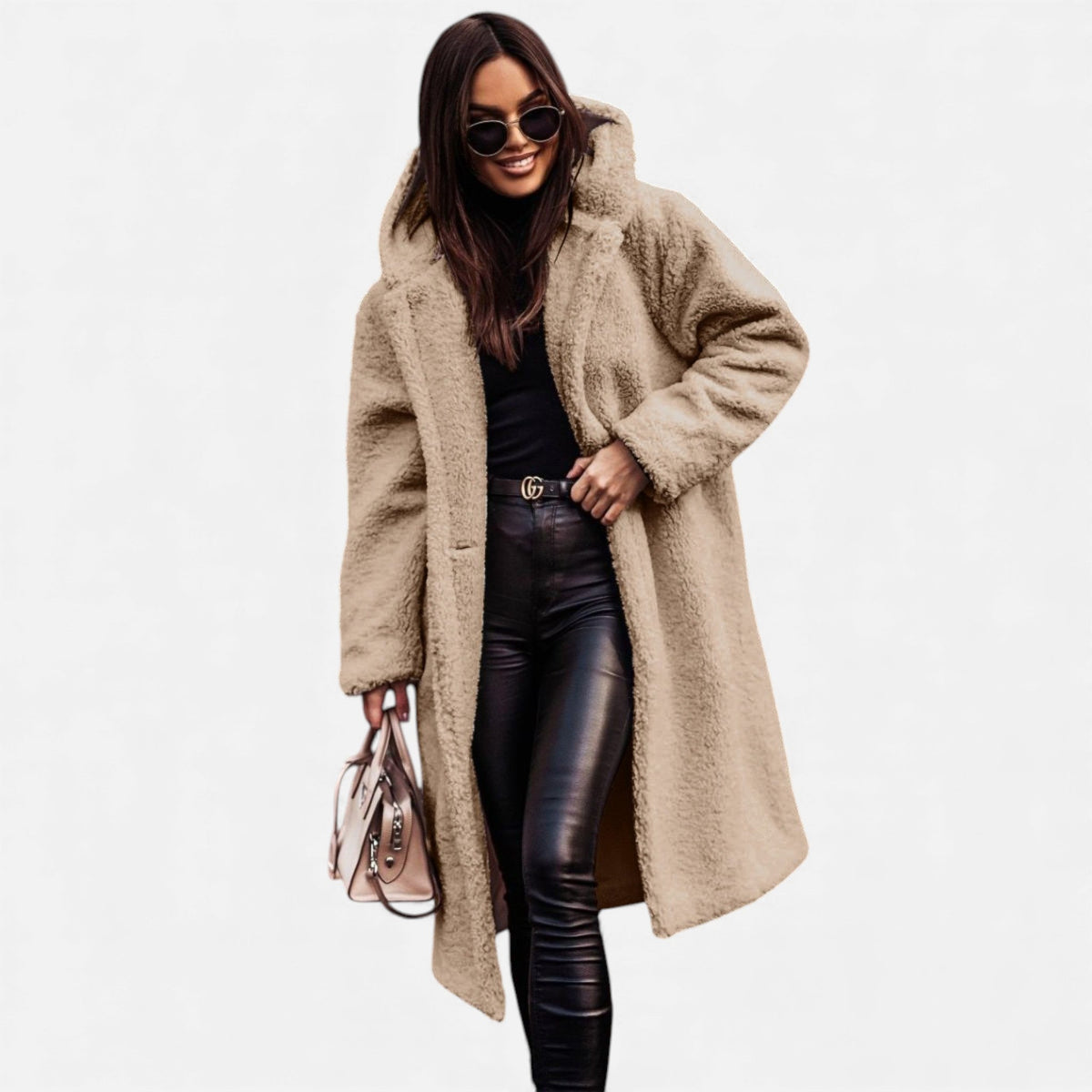 Women's Plush Faux-Fleece Long Coat — Teddy Style 7