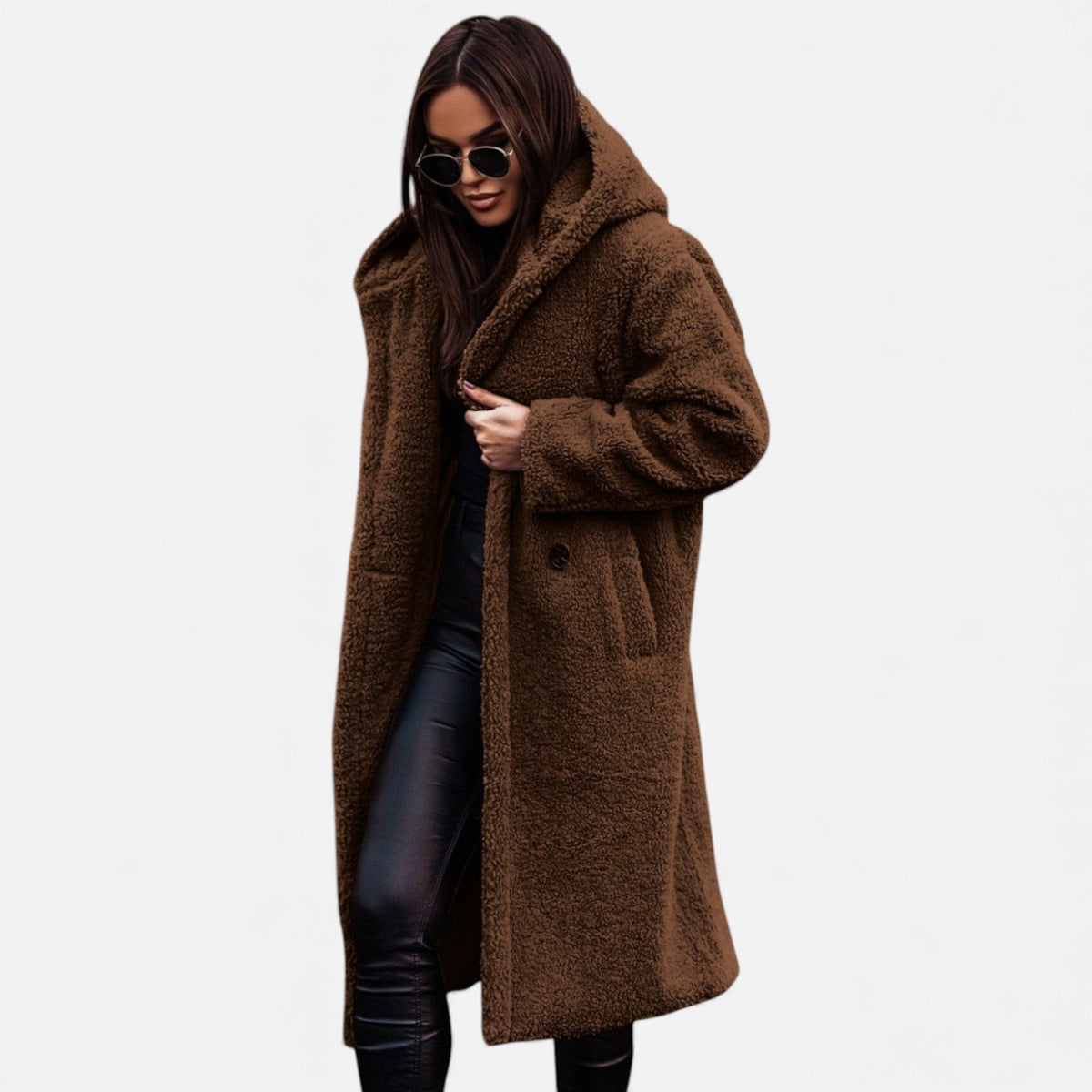 Women's Plush Faux-Fleece Long Coat — Teddy Style 5