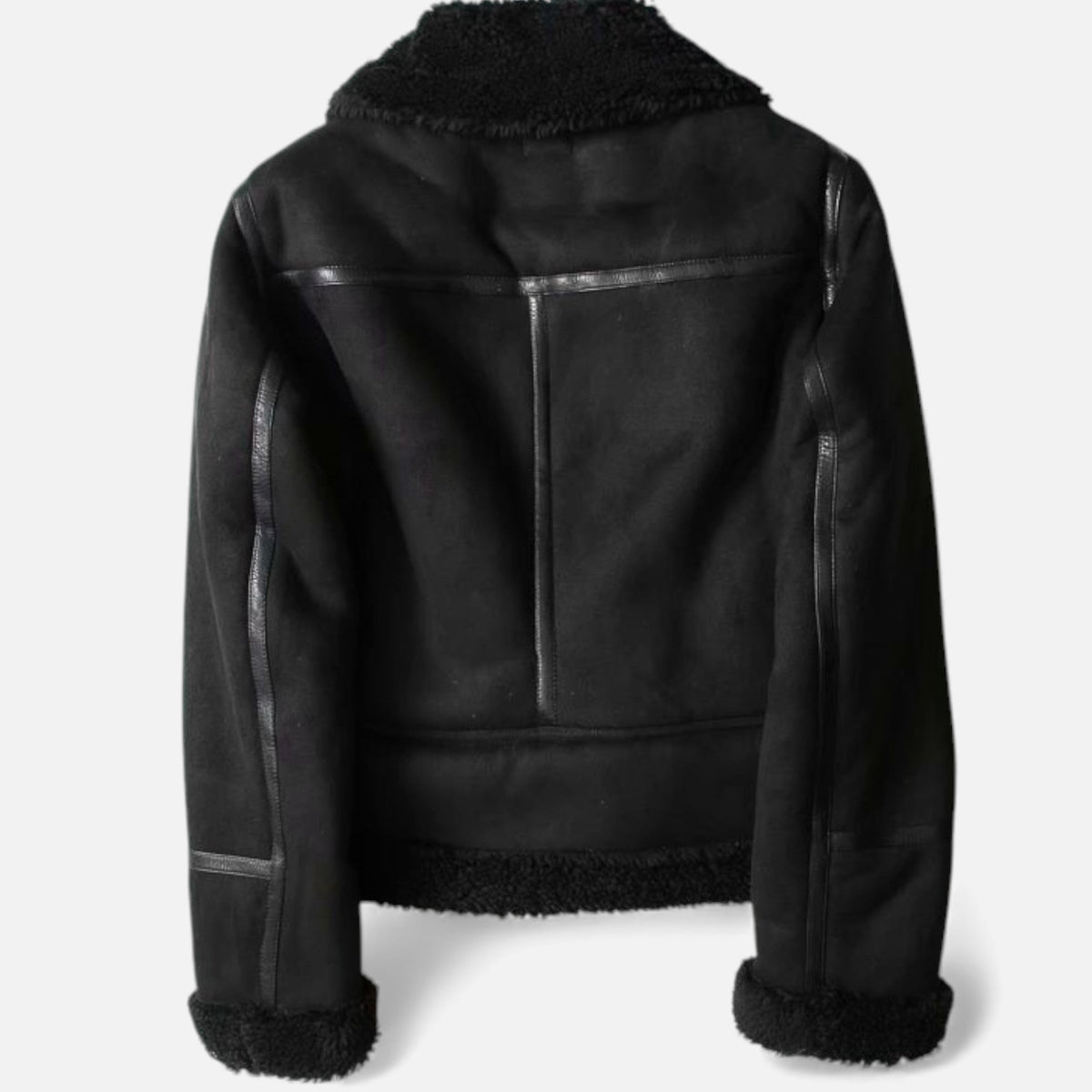 Women's Suede Lambswool Moto Jacket — Lapel Winter Coat 5