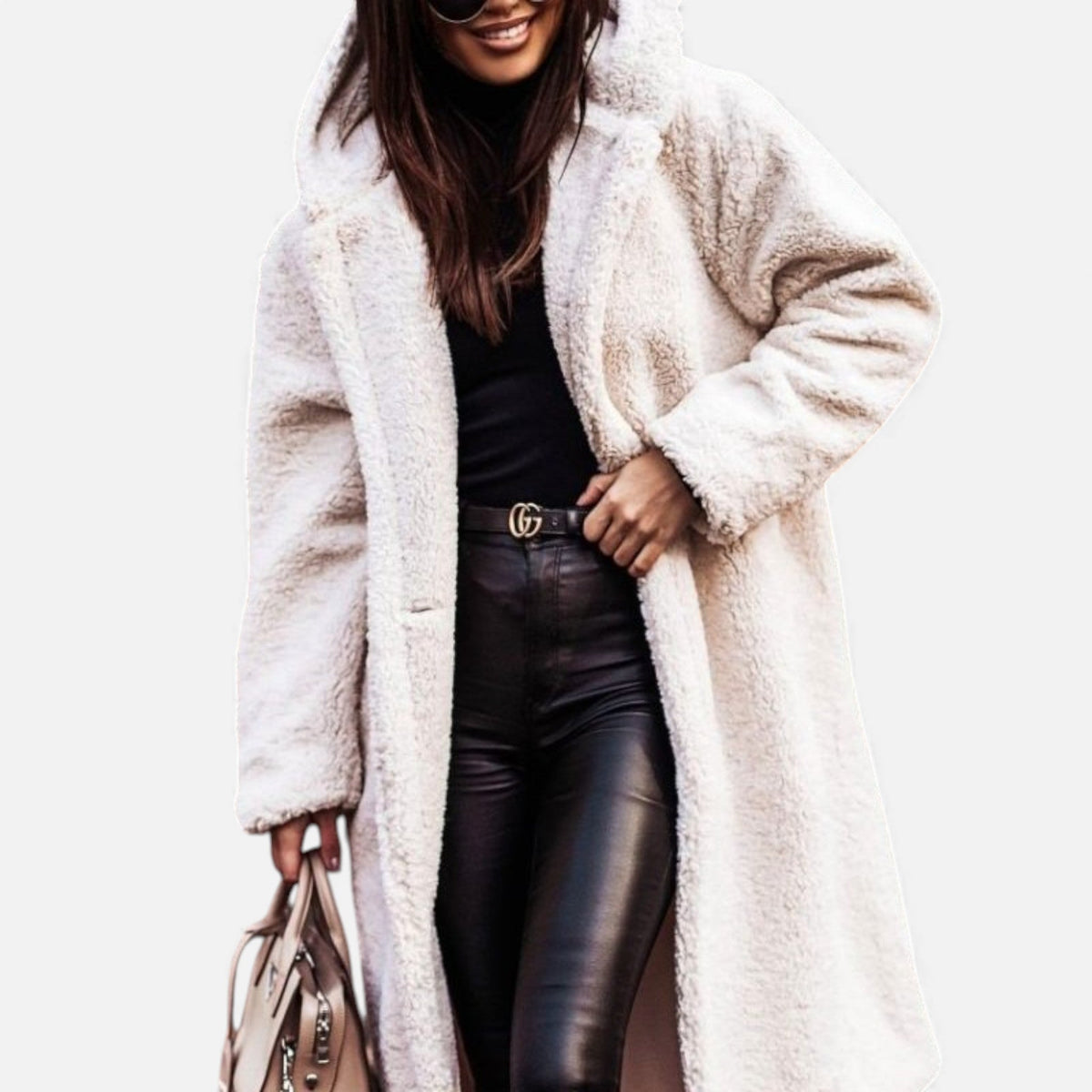 Women's Plush Faux-Fleece Long Coat — Teddy Style 4