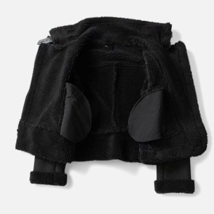 Women's Suede Lambswool Moto Jacket — Lapel Winter Coat 6
