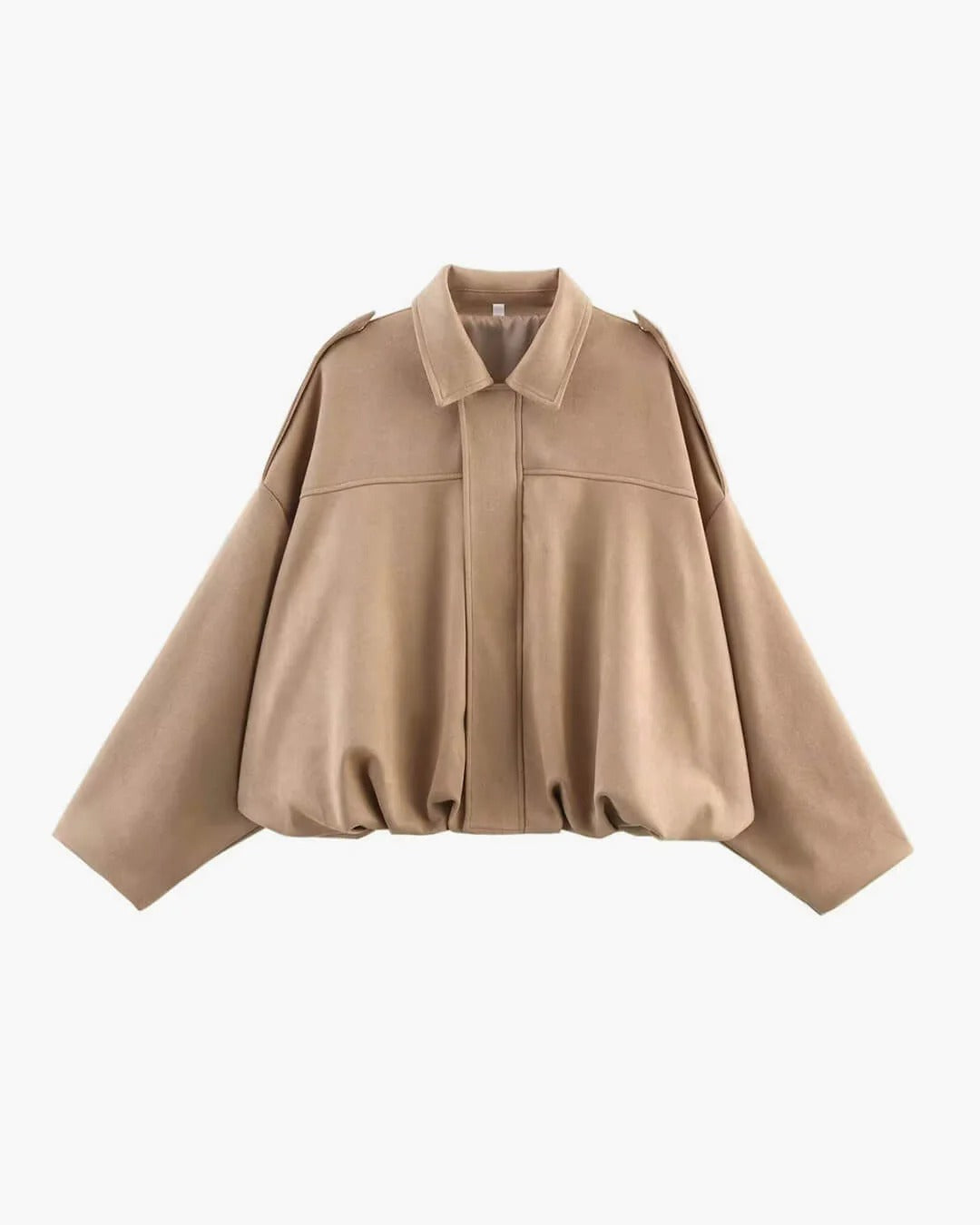 Women's Faux Suede Bomber Jacket — Fold-Over Collar 8