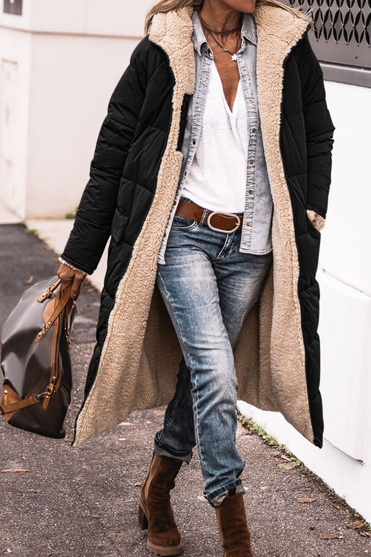 Reversible Women's Winter Coat — Dual-Side Long Puffer 1