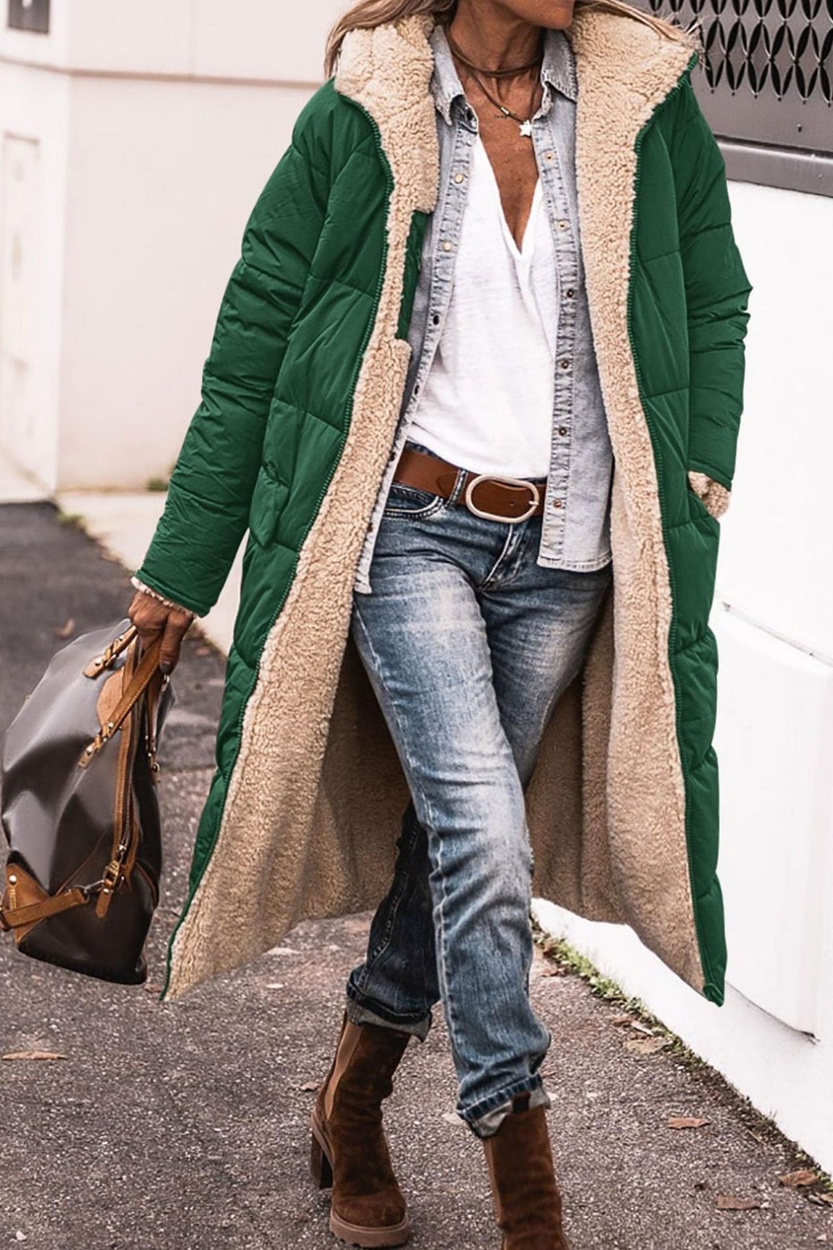 Reversible Women's Winter Coat — Dual-Side Long Puffer 3