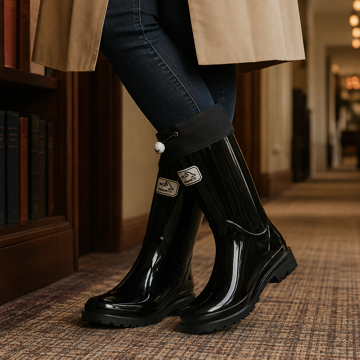 Caffaro Drawstring Rain Boots — Knee-High Rubber Wellies 1