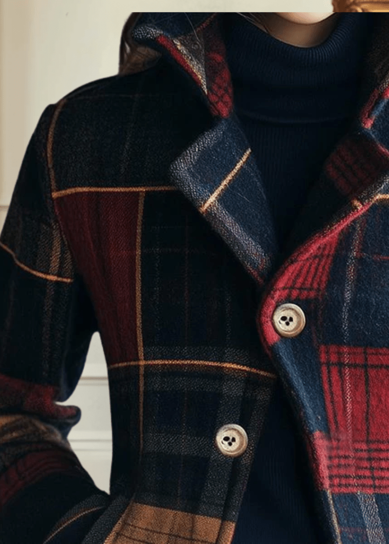 Classic Plaid Wool-Blend Jacket — Tailored Fit for Women 3