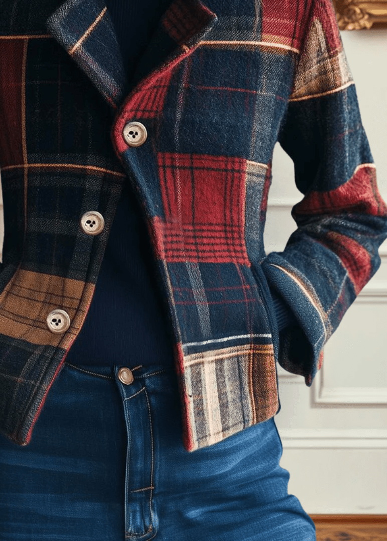 Classic Plaid Wool-Blend Jacket — Tailored Fit for Women 4