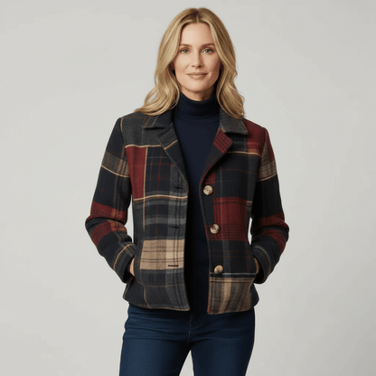 Classic Plaid Wool-Blend Jacket — Tailored Fit for Women 1