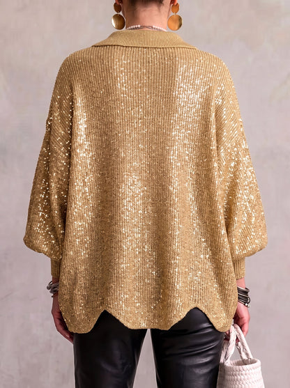 Oversized Knit Cardigan — Collared with Large Metal Buttons 6