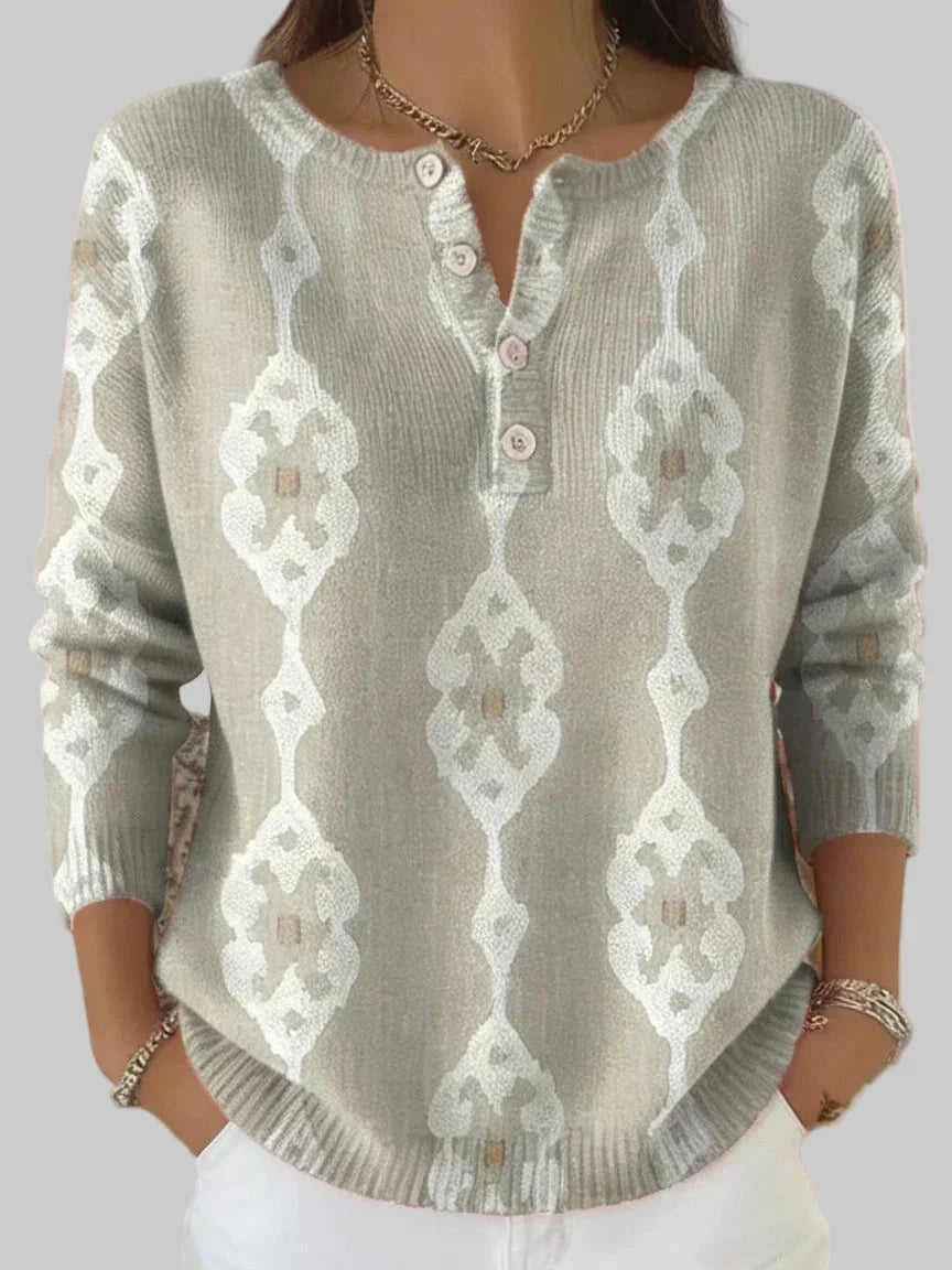 Vintage Abstract Button-Up Sweater — Stretch Cotton Cardigan 1