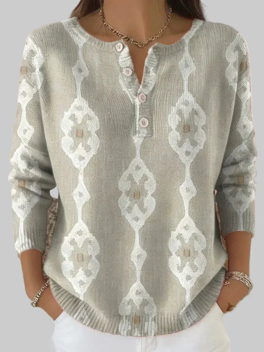 Vintage Abstract Button-Up Sweater — Stretch Cotton Cardigan 1