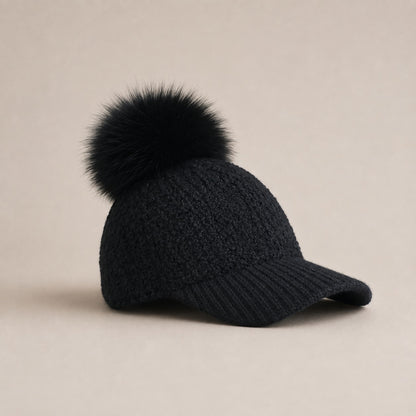 Pom Beanie Hat | Ultra-Soft Wool Blend with Faux Fur Pom