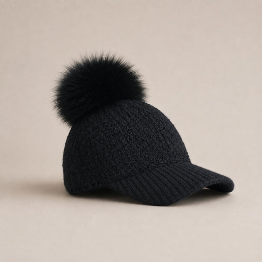 Pom Beanie Hat | Ultra-Soft Wool Blend with Faux Fur Pom