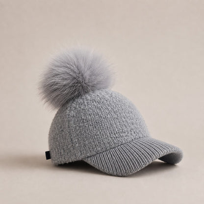Pom Beanie Hat | Ultra-Soft Wool Blend with Faux Fur Pom