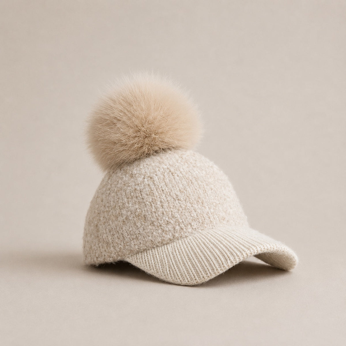Pom Beanie Hat | Ultra-Soft Wool Blend with Faux Fur Pom