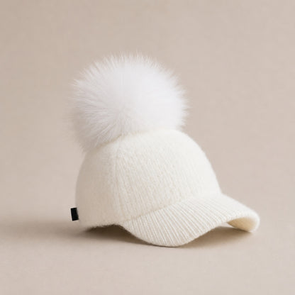 Pom Beanie Hat | Ultra-Soft Wool Blend with Faux Fur Pom