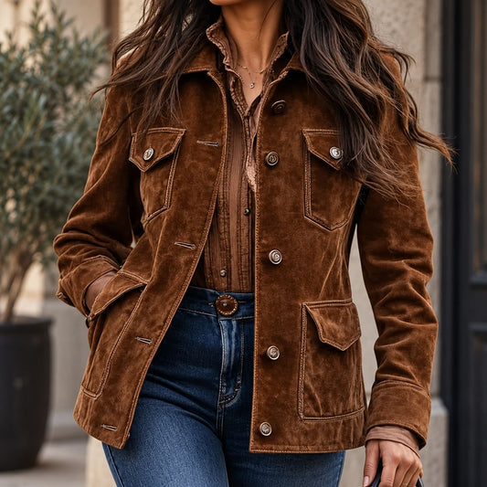 Refined Button-Front Jacket for Women — Structured Relaxed Fit