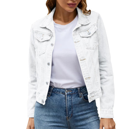 Women's Fitted Denim Jacket — Button Closure & Pockets 6