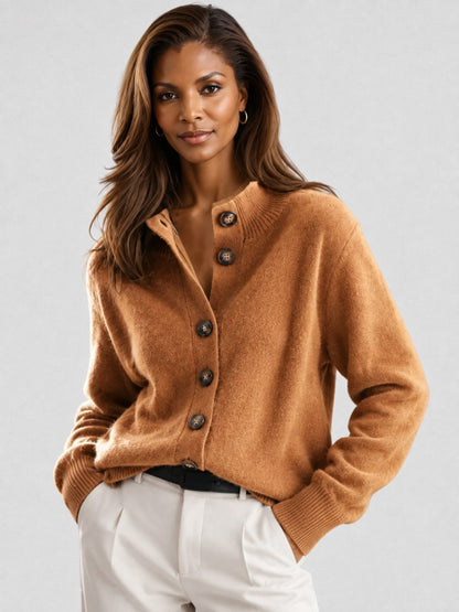 Sofia Button Cardigan - Soft Knit Relaxed Fit with Collar