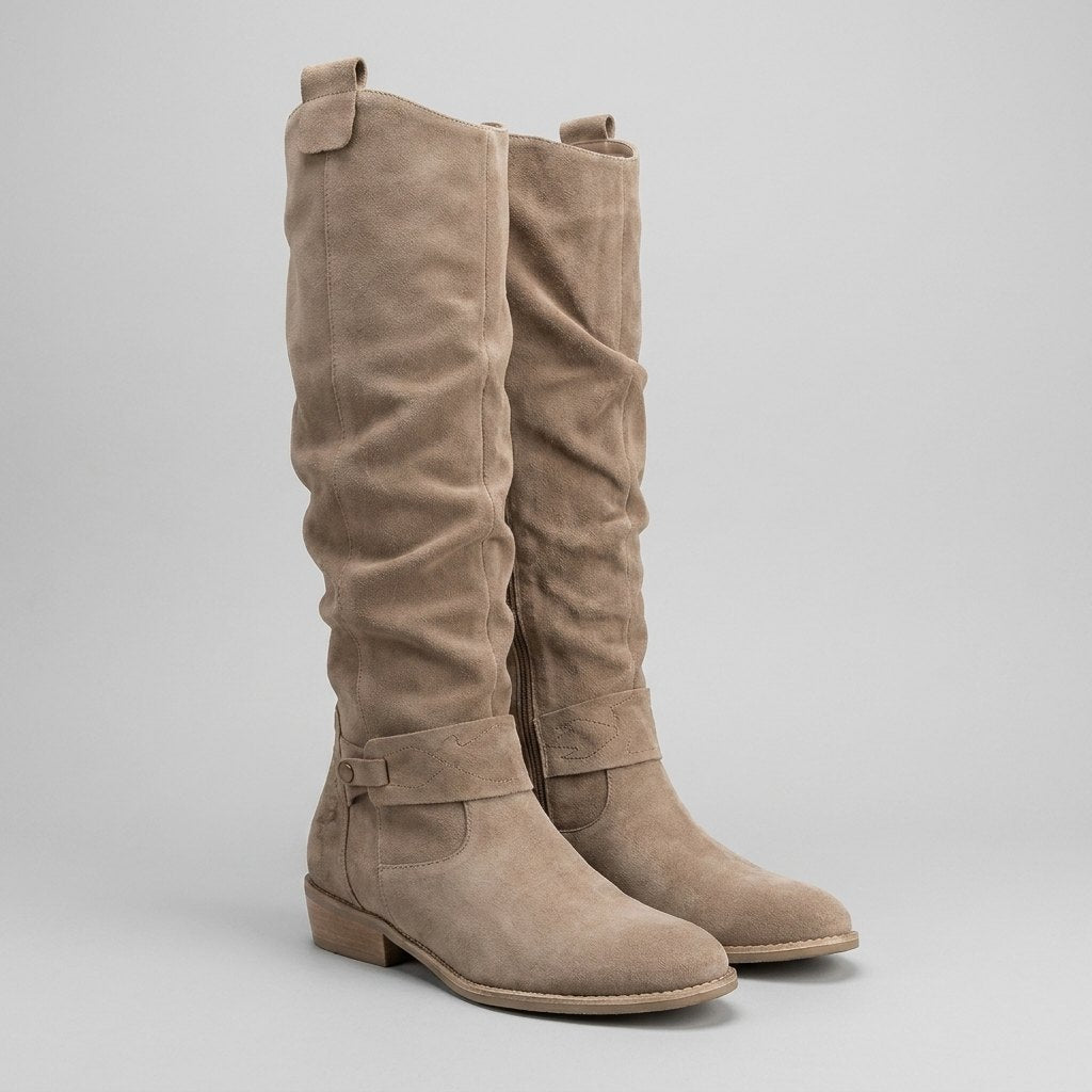 Knee-High Suede-Touch Boots with 2.5 in Heel & Side Zip 1