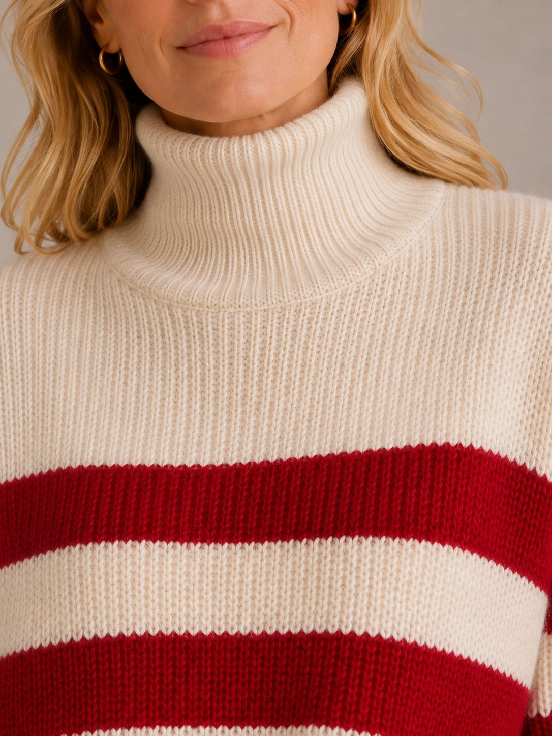 Turtleneck Chunky Knit Sweater - Relaxed Fit Long Sleeve