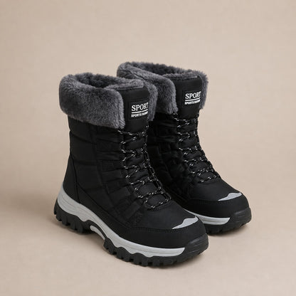 SnowLuxe Women's Waterproof Lace-Up Snow Boot with Faux Fur Cuff