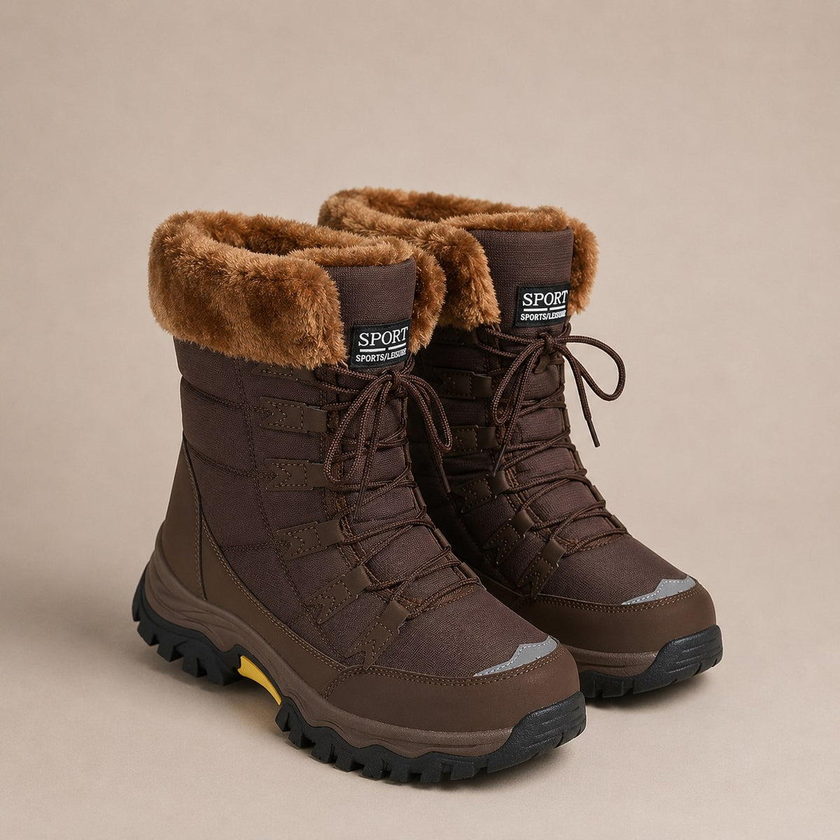 SnowLuxe Women's Waterproof Lace-Up Snow Boot with Faux Fur Cuff