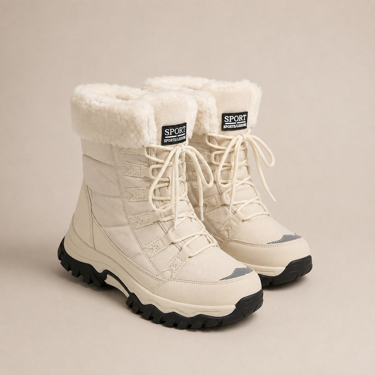 SnowLuxe Women's Waterproof Lace-Up Snow Boot with Faux Fur Cuff