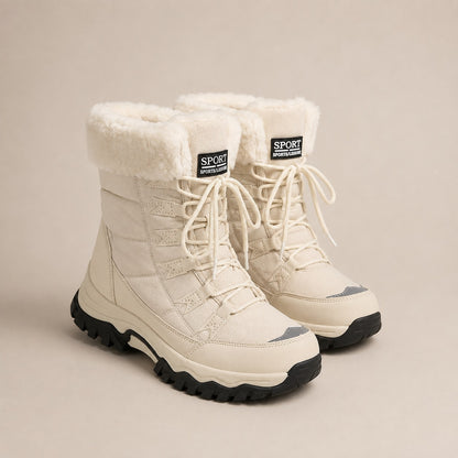 SnowLuxe Women's Waterproof Lace-Up Snow Boot with Faux Fur Cuff