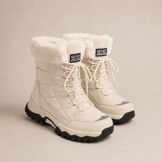 SnowLuxe Women's Waterproof Lace-Up Snow Boot with Faux Fur Cuff