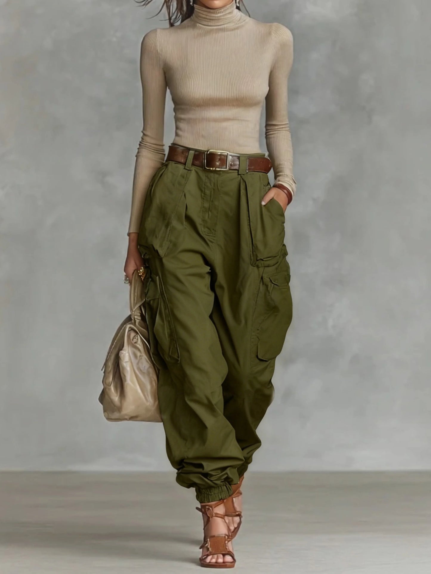 Women's Parachute Cargo Pants — Elastic Waist & Cinched Ankle 1