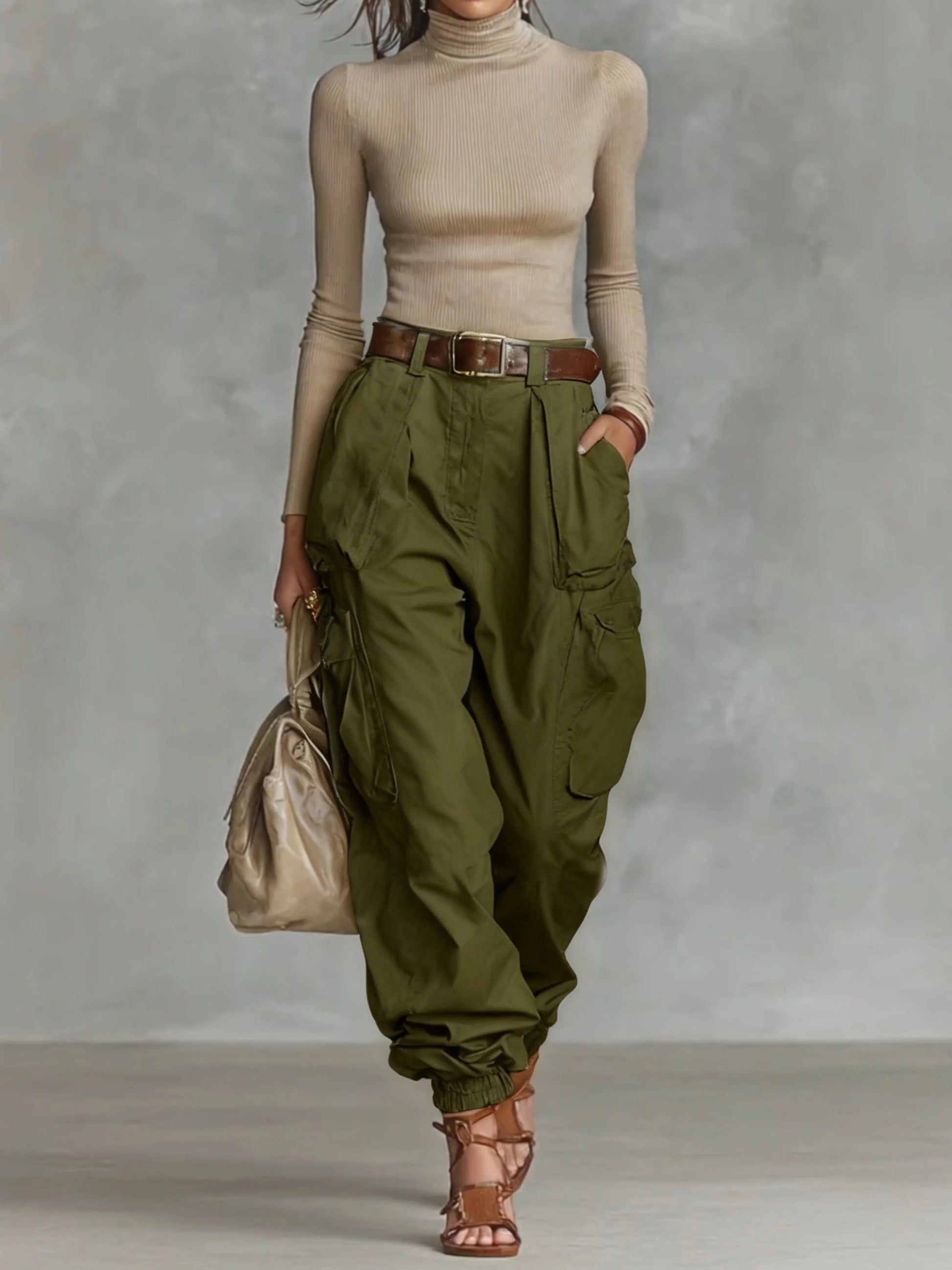 Women's Parachute Cargo Pants — Elastic Waist & Cinched Ankle 1