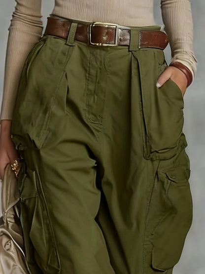 Women's Parachute Cargo Pants — Elastic Waist & Cinched Ankle 2