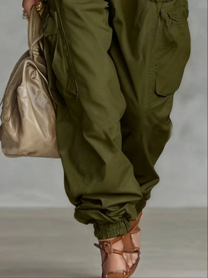 Women's Parachute Cargo Pants — Elastic Waist & Cinched Ankle 3