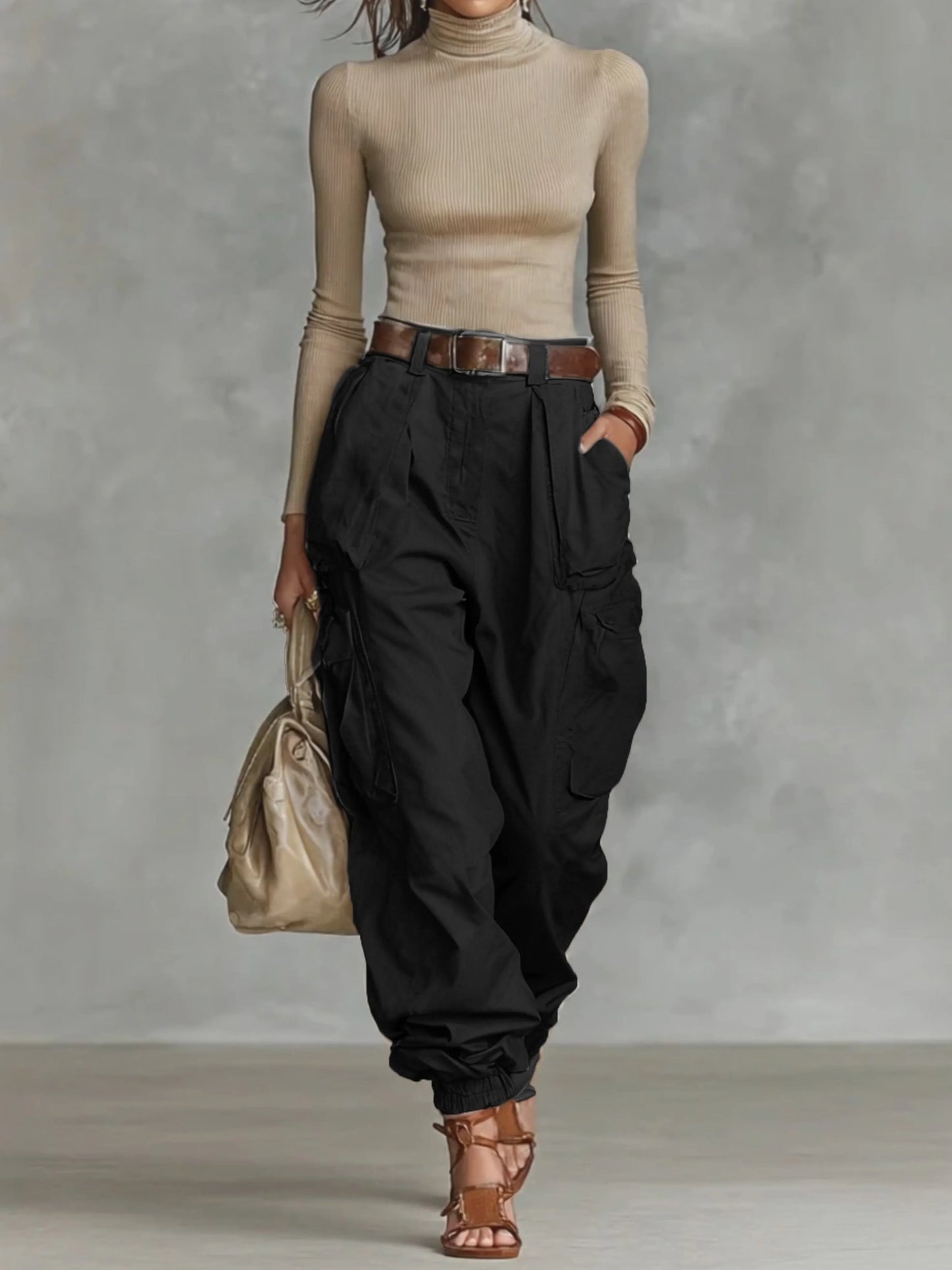 Women's Parachute Cargo Pants — Elastic Waist & Cinched Ankle 5