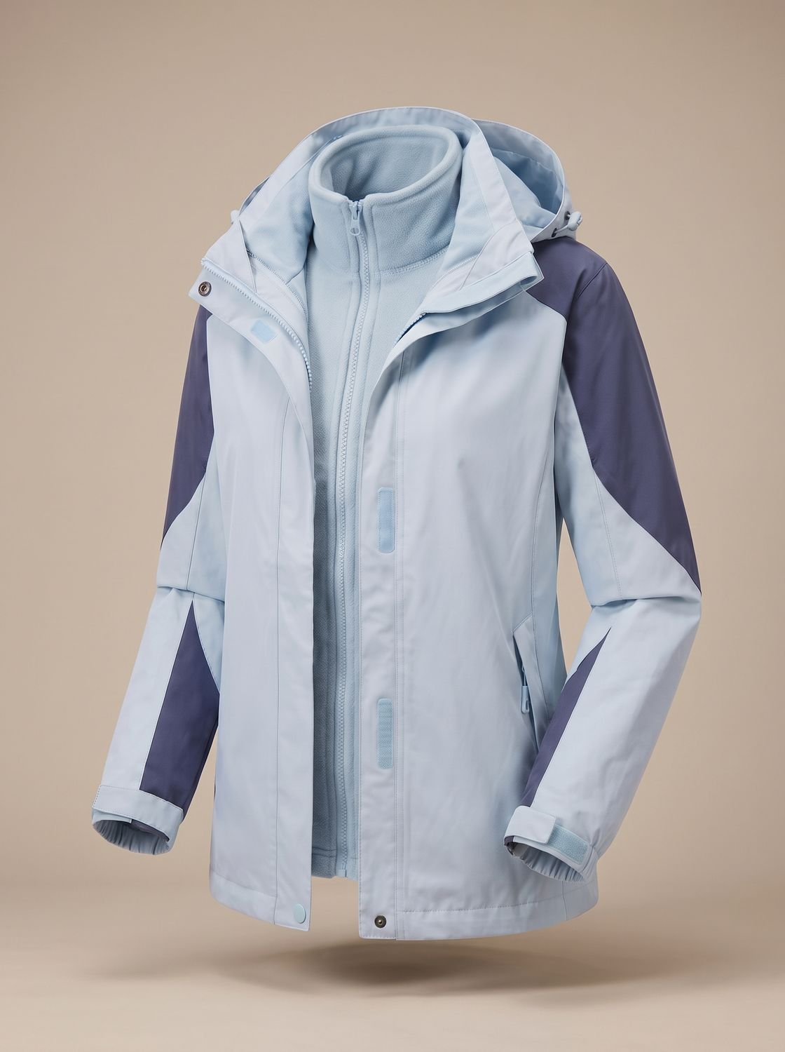 Women's 2-in-1 Softshell Fleece Jacket — Hooded Outdoor Coat 10