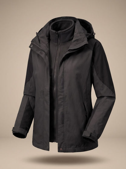 Women's 2-in-1 Softshell Fleece Jacket — Hooded Outdoor Coat 11