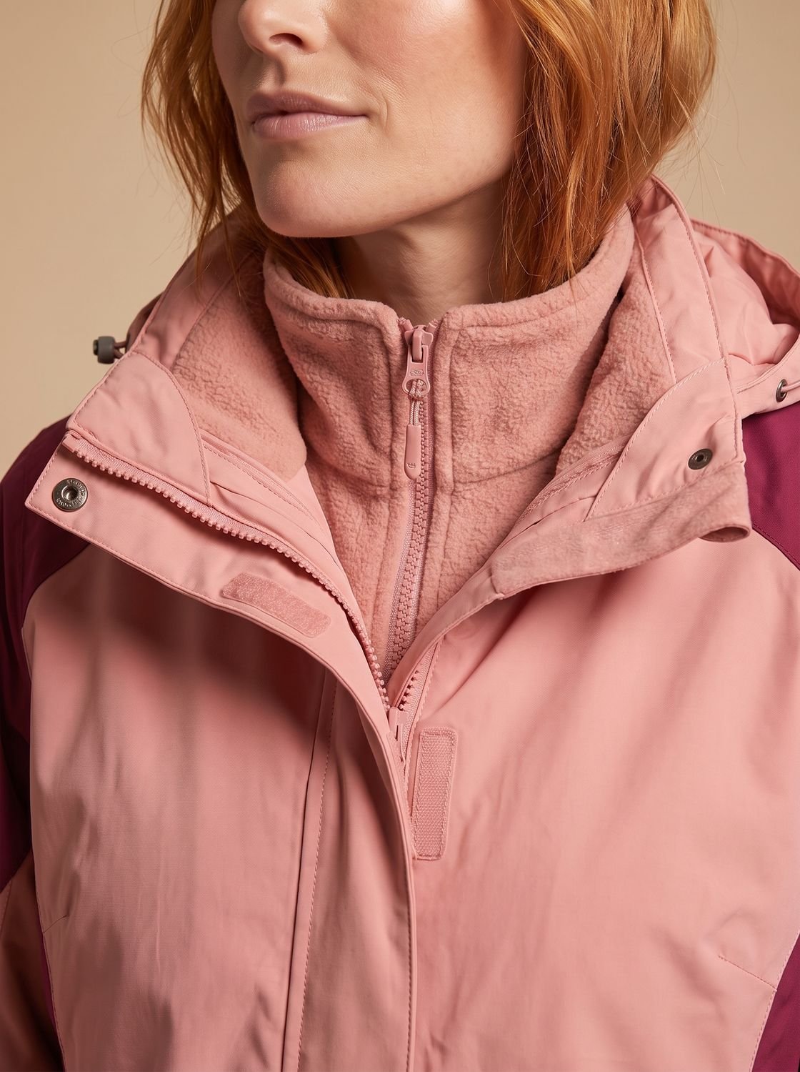 Women's 2-in-1 Softshell Fleece Jacket — Hooded Outdoor Coat 3