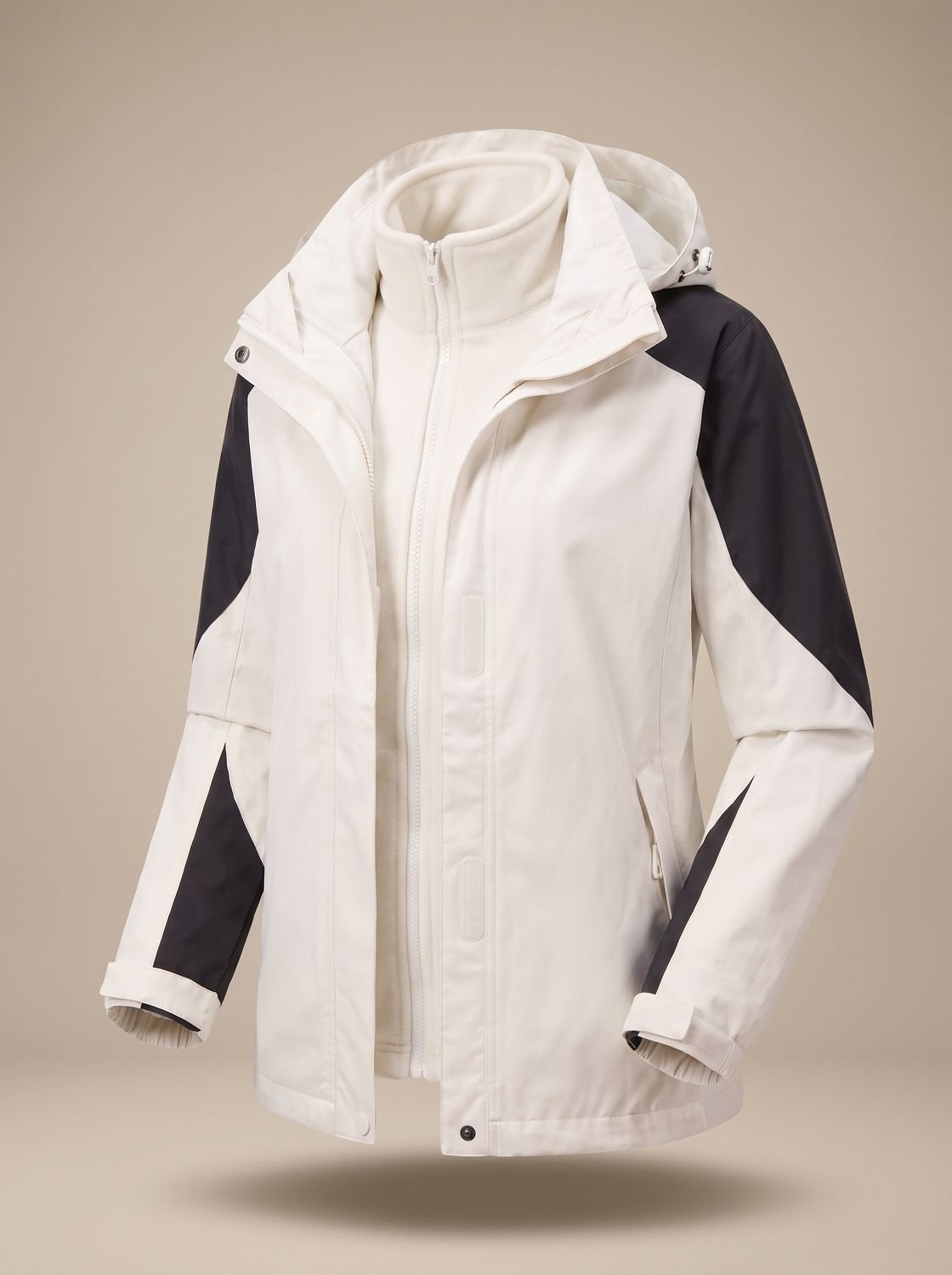 Women's 2-in-1 Softshell Fleece Jacket — Hooded Outdoor Coat 6