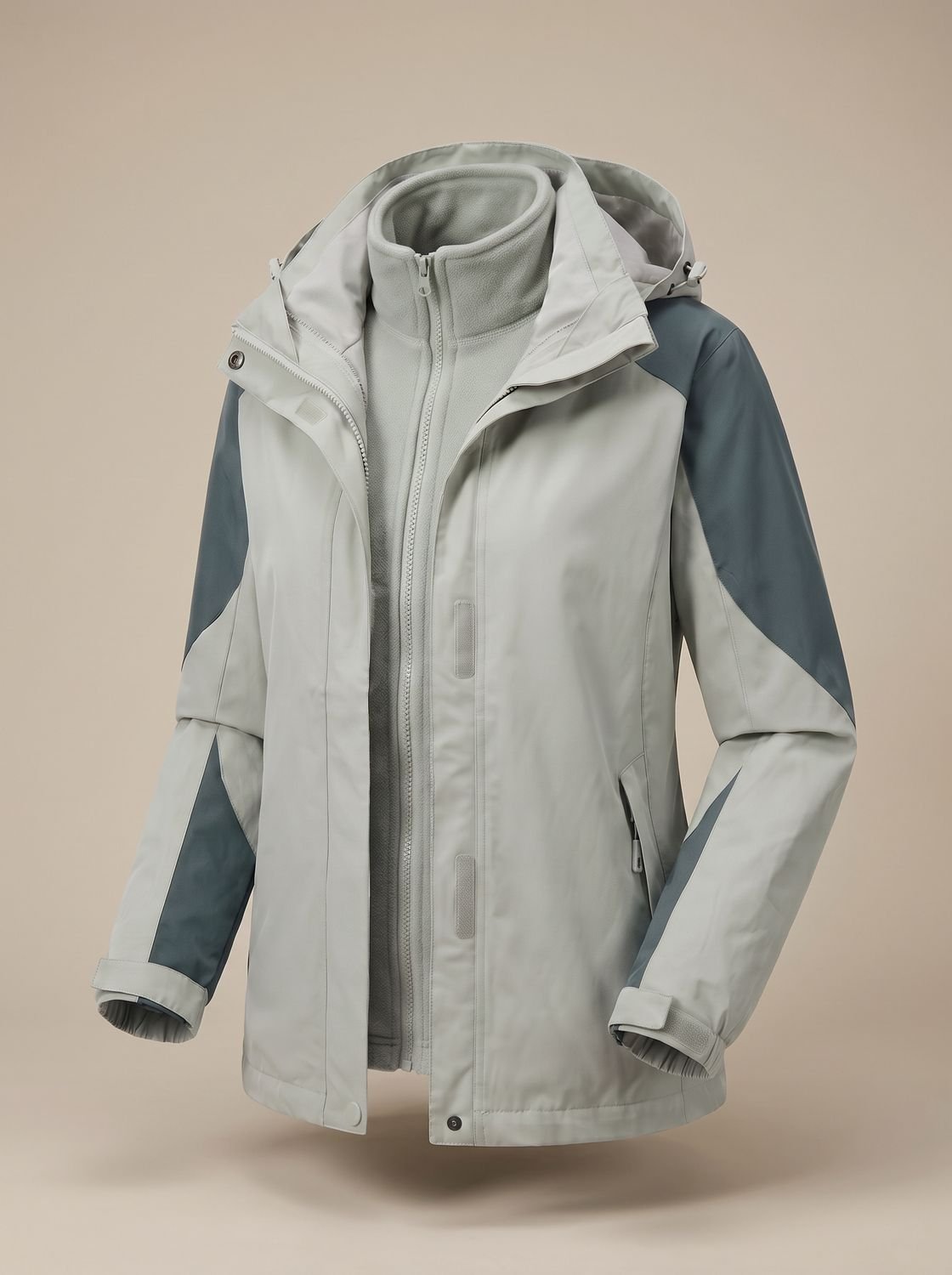 Women's 2-in-1 Softshell Fleece Jacket — Hooded Outdoor Coat 8