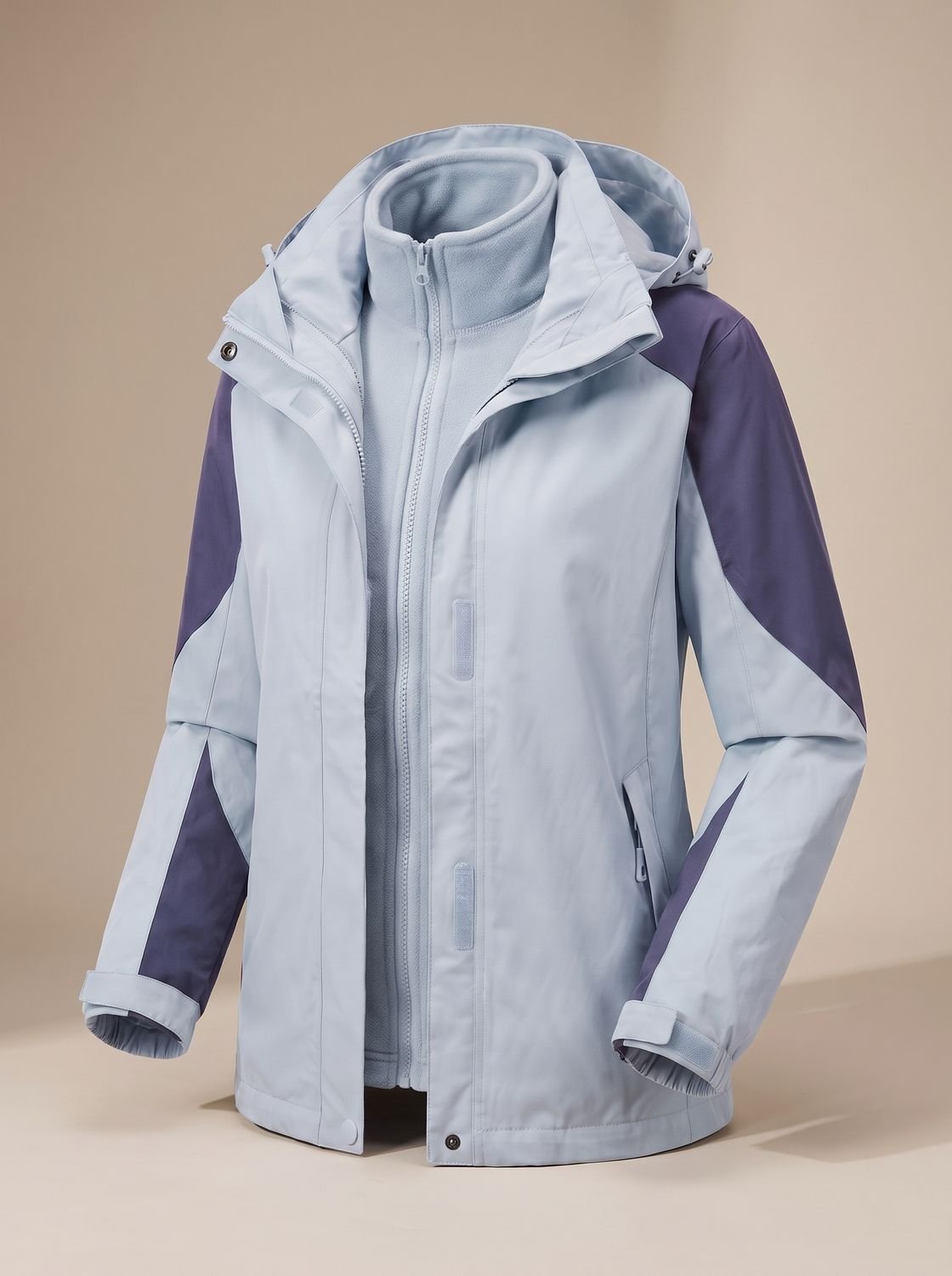 Women's 2-in-1 Softshell Fleece Jacket — Hooded Outdoor Coat 9