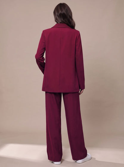 Women's Double-Breasted Tailored Blazer & Wide-Leg Suit Set 3