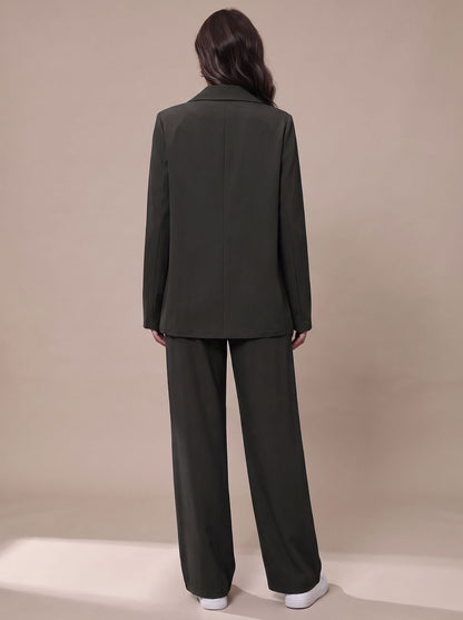 Women's Double-Breasted Tailored Blazer & Wide-Leg Suit Set 6