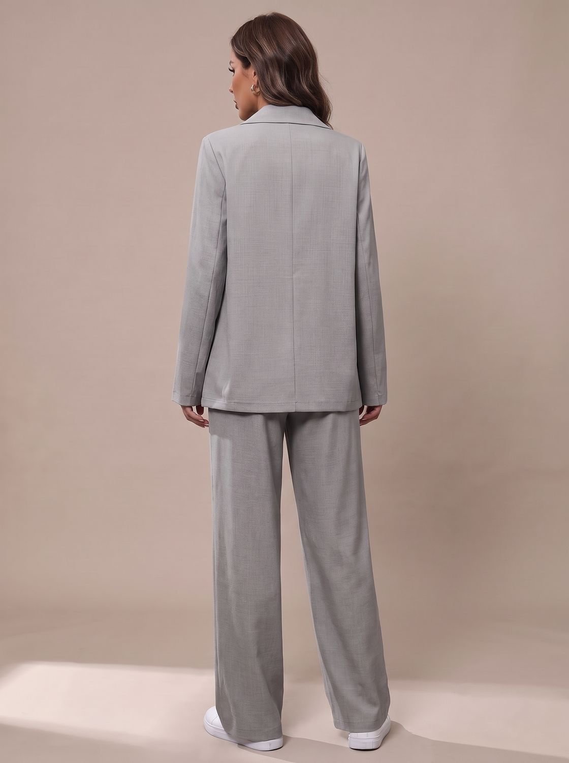 Women's Double-Breasted Tailored Blazer & Wide-Leg Suit Set 9